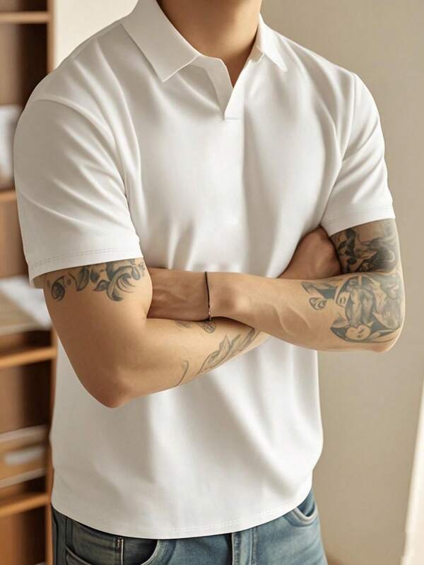 Men's Solid Color Short Sleeve Casual/Work Polo Shirt
