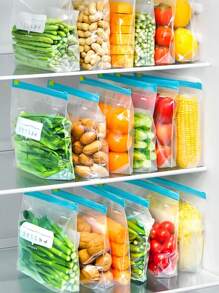 45 Pieces Of Resealable Food Storage Bags (Contains 10 Large Bags + 15 Medium Bags + 20 Small Bags), Thickened Freezer Bags, Suitable For Microwave Heating, Blue, Used For Long-Lasting Food Preservation And Organization, Transparent PE Bag Zipper Bag, Suitable For Kitchen Food Separation Collection, Snack Storage, Fruit And Vegetable Classification, Ensuring Fresh Ingredients, Essential Household Fresh-Keeping Bags