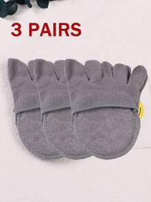 1双/3双女士纯色海绵垫防滑防摩擦隐形五趾脚垫，适合日常使用，秋季袜子 - 彩色 - 查看 14