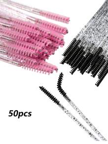 25 pièces Brosse à mascara jetable, brosse à sourcils en cristal, applicateur de mascara, outil d'extension de cils avec tête de brosse étroite et longue, convient pour l'extension de cils