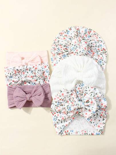 6 stuks donut babymutsjes met strik, babyhoofdbanden geschikt voor dagelijks gebruik, geschikt voor kinderen van 0-2 jaar