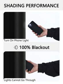 1件纯色100%遮光隔热窗帘，带涂层衬里，轻质涤纶面料，隔热耐用，杆袋式顶部设计，适用于客厅、卧室、阳台等场所。