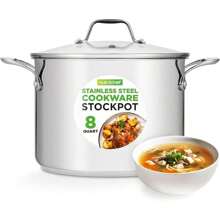 8-Quart Stainless Steel Stock Pot - 18/8 Food  Stainless Steel Heavy Duty Induction - Stock Pot, Stew Pot, Simmering Pot With See-Through Lid, Dishwasher Safe