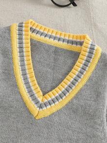 两件装男童无袖撞色针织毛衣上衣，学院风秋季款 - 彩色 - 查看 4