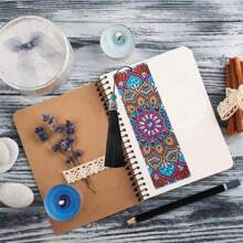 6pcs Rectangular Diamond Painting Bookmarks, 5D Diamond Art Bookmarks, Mosaic Crafts, PET Material, DIY Bohemian Style Diamond Painting Bookmarks, Mandala Flower Theme Diamond Painting Bookmarks, Suitable For School Library, Book Lovers, Gift For Readers, With Purple Tassel, Ideal For Beginners