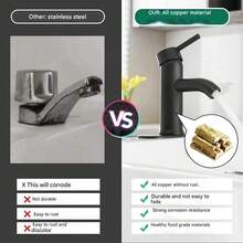 Matte Black Bathroom Sink Faucet, Single Hole Single Lever, Modern Deck Mount For 1-Hole Or 3-Hole Sinks - Black - View 9