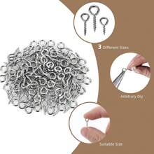 20 Piezas/50 Piezas/100 Piezas Ganchos de ojo de tornillo de acero inoxidable, anillos de estilo de moda para colgar en la pared, clavos de ojo roscados, cabezas redondas parcialmente roscadas, tornillos de anillo de elevación, tornillos de ojo, clavos - Fácil de instalar, adecuado para uso en interiores/exteriores, adecuado para joyas DIY, fotos, accesorios, accesorios colgantes de manualidades DIY, colgantes de arcilla y resina. - Multicolor - Ver 9
