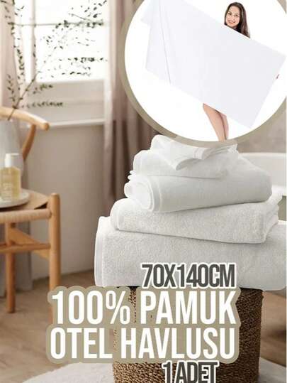Tillverkad i Turkiet – 100 % bomullsbadhandduk för hotell | 70x140 cm | Vit | Mjuk och absorberande för spa- och hemmabruk