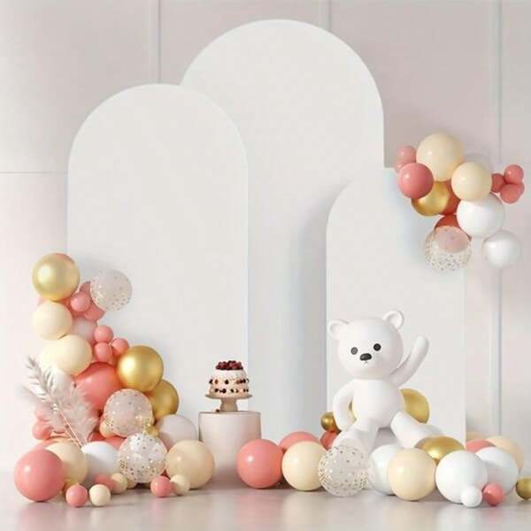 Arch Backdrop, 5ft,6ft, 6.6ft, 7.2ft Wedding Arch Cover 2 Sided Spandex Fitted Fabric Arch Backdrop Dome Arch Backdrop Fabric For Birthday Party Wedding Arch Stand Decoration - White (Stand Not Included, Fabric Backdrop Only)