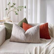 1/2 vỏ gối trang trí kẻ sọc cổ điển, vải dệt 100% polyester, thiết kế khóa kéo, có thể giặt máy, họa tiết hình học, thích hợp cho ghế sofa, giường, phòng ăn, văn phòng tại nhà - Nâu nhạt - Xem 9