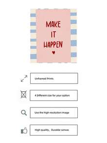 1 pieza Cartel de pared sin marco "Hazlo realidad" | Póster de empoderamiento en tono rosa palo con tipografía vintage | Impresión motivacional de autocuidado para habitación de niña y dormitorio | Decoración para sala de estudio, dormitorio, FunkyPosters, impresiones para pared - Multicolor - Ver 6