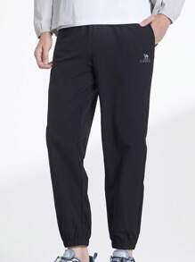 CAMEL CROWN Men's Casual Pants With Cuffs Breathable Woven Stretch Sports Trousers - Phantom Black - View 2