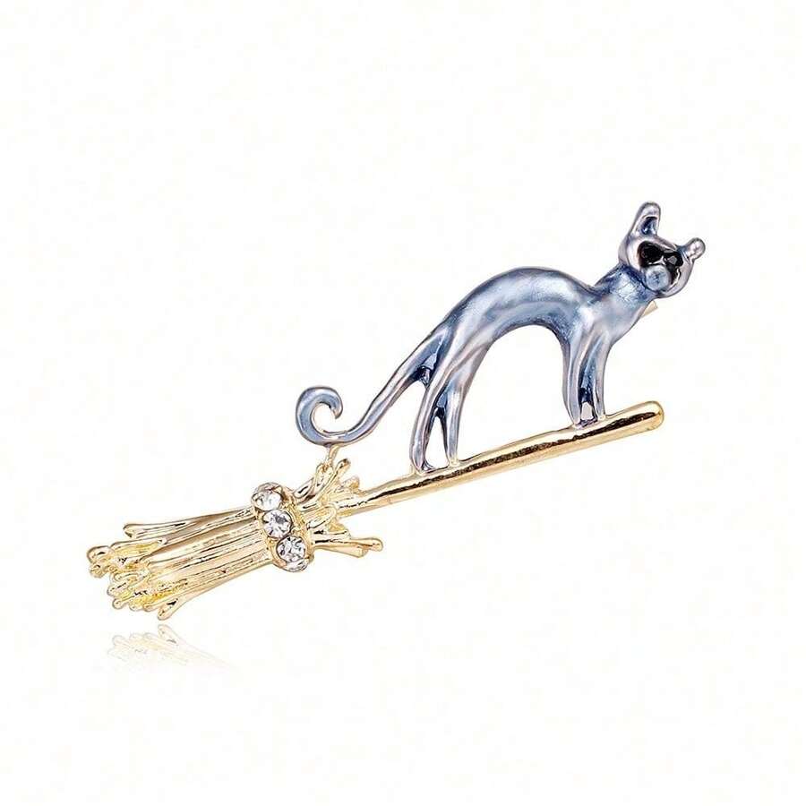 New European And American Styles - Flying Broom Kitten - Brooch - Creative Jewelry - Wild Animal Corsage - Cute Clothing Accessories - Unisex - AL1066-a - View 1