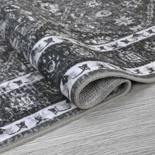 Meiyiu Washable Rug Runner Vintage Rug Traditional Rug Non-Slip Grey Runner Rugs With Rubber Backing Low-Pile Ultra-Soft Distressed Rug For Kitchen Bedroom 2x6/5x7/6x9/8x10/9x12 - Grey-2x6 Feet - View 4