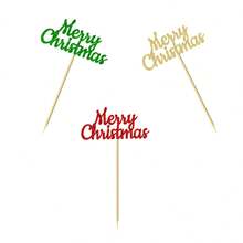 12/24 件圣诞快乐纸杯蛋糕装饰绿红金闪粉圣诞纸杯蛋糕装饰圣诞主题新年快乐派对蛋糕装饰品