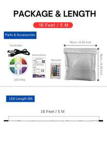 ONELEDWANGRX 1 Pc 1/3/5/10/15m, 3.3/10/16/33/50ft Usb Powered 5V Rgb Led Strip Lights, 2 Mode Control 24-Key IR Remote + Smart Phone App Control, Multiple Lighting Colors & Brightness Level Adjustable, Strong Adhesive 3m Double-Sided Tape For Tv Background, Atmosphere Light Decoration. Ideal For Game Room, Festivals, And Dynamic Lighting Effects