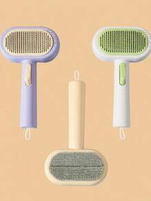 1pc Sibte Pet Brush, Pet Grooming Brush, Self-Cleaning Cat Dog Deshedding Brush, Pet Grooming Tool, One-Click Cleaning - Purple - Multicolor - View 6