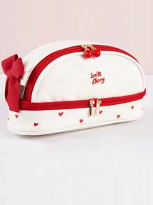 1 Stück Erdbeere Stifteetui, süßes großes Fassungsvermögen, doppellagig, ästhetisches Design, geeignet für Mädchen, Back-School Geschenke, Schul- und Büromaterial, Stifteetui, Schultasche