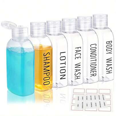TSA Approved Leak-Proof Travel Bottles, 3.4 Oz Clear PET Plastic Flip Cap Bottles - Refillable For Shampoo, Conditioner, Body Wash And Other Toiletries - Travel Essential With Portable, Design | Leak-Proof | PET Plastic Bottles, Travel Toiletries, Back To School, Travel Essential, Holiday Essential