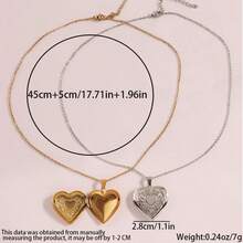 Heart Necklace Locket Necklace For Women Gold/Silver Heart Lockets With Picture Inside Stainless Steel Memorial Necklace For Family Friend Lover Mom Dad 20 Inch - Bạc - Xem 5