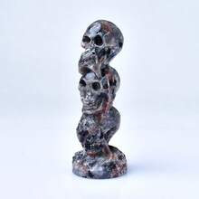 CUPIDCRYSTAL 3.14" Labradorite Crystal Skull Figurine - Perfect For Home Decor & Halloween Gifts, Natural Stone With Unique Veins And Cracks