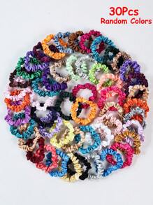 30 buc fete culori aleatorii eleganți de păr subțiri din satin, legături de păr elastice subțiri și mătăsoase colorate drăguțe, frânghii de păr, suporturi pentru coadă de cal cu panglică dopamină, set vrac accesorii de păr pentru cadouri de petrecere și uz zilnic