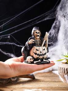 1pc Vintage Funny Skeleton Brewing Decorative Statue, Resin Crafted Decor Item Suitable For Halloween, Theme Parties, Tabletop