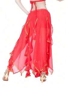 Women's Belly Dance Long Skirt, Decorated With Coins, Chiffon Material, Multi-Layered Ruffles, Suitable For Parties, Festivals, Dance Performances And Other Occasions - Multicolor - View 28