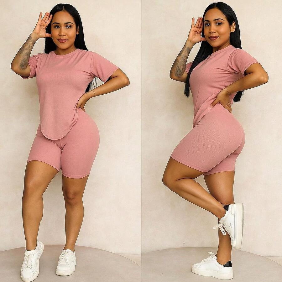 Women Two-Piece Outfits - Baby Pink - View 1