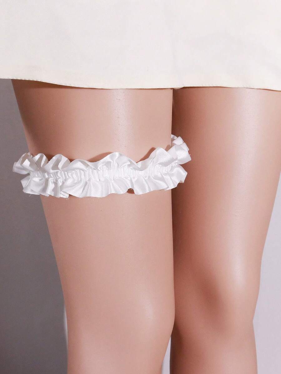 1 件女士简约基本款婚礼新娘蕾丝吊袜带 - 白色 - 查看 1