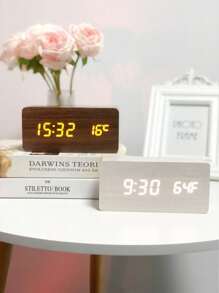 1 Pieza Reloj de madera inteligente para la vida Despertadores para dormitorio Reloj de mesa Dispositivo electrónico para el hogar Decoración Repetición de alarma Reloj de mesa de cabecera con control de voz Reloj despertador digital de escritorio Decoración del hogar Regreso a la escuela Decoración de la habitación Útiles escolares