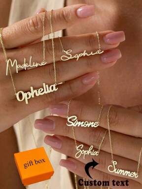 1Pc Custom Name Necklace For Women Personalised Cursive Letter Pendant Stainless Steel Jewelry Men Chain Choker Collar Personalize Stylish, Fall Fashion, Casual, Vintage, Simple Custom, Personalized, Unique Ideal Gifts For Her Girlfriend, Mom, Family, Friends, Daughter, Her, Grandparents For Anniversaries, For Birthdays, For Daily Wear,Delicate Romance,Winter Grace