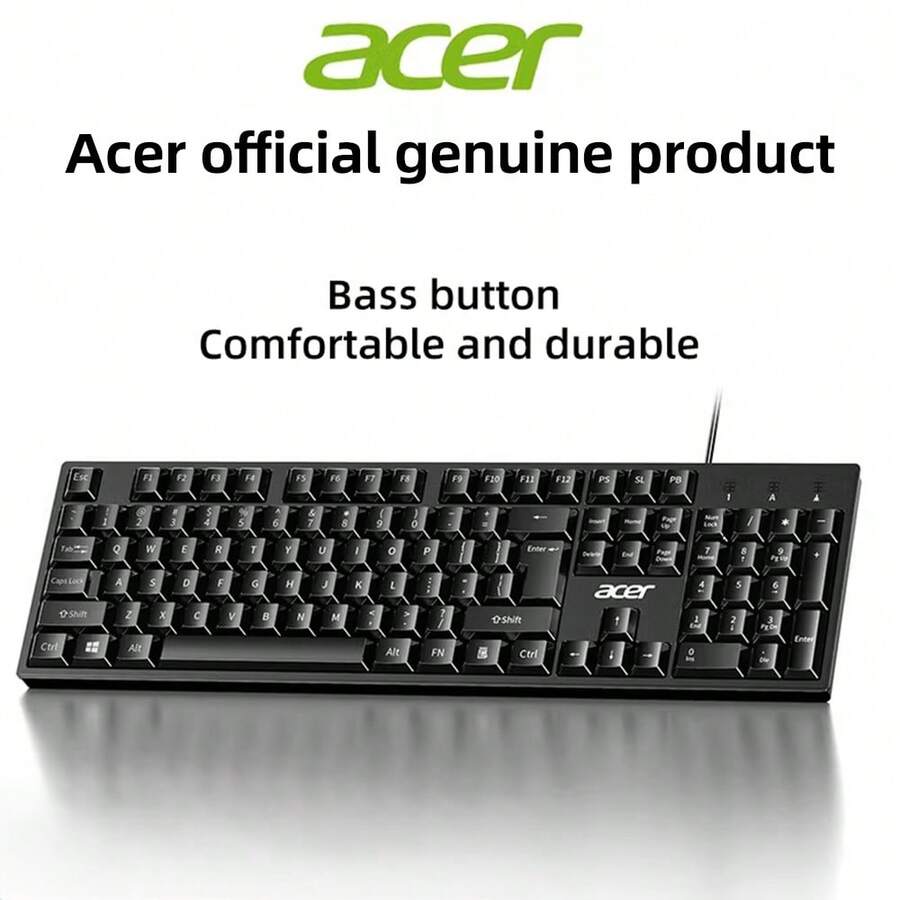 Acer K212B 104-Key USB Wired Keyboard, Gaming Keyboard, Suitable For Office, Compatible With PC And Laptop, Membrane Keyboard - Black - View 1