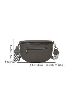 女士纯色PU皮腰包复古时尚胸包腋下包春夏新款休闲单肩斜挎小包百搭简约胸包 - 灰色 - 查看 5