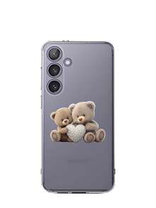 1 pieza Funda de teléfono de silicona suave y transparente con diseño de oso y corazón, compatible con Samsung Galaxy A04e/12/A13/A14/A34/A50/A52/A53/A54/S21/S22/S23/S24/S25/S25Ultra, gran regalo para amantes, familia y amigos, versión internacional, no la versión nacional - transparente - Ver 7