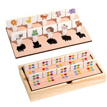 صندوق خشبي متعدد الوظائف لتعزيز التعرف على الألوان والنمو المعرفي - لغز تعليمي مع مطابقة الأرقام وفرز الأشكال وأنشطة الرسم للأطفال والمراهقين، ألعاب وألعاب تعليمية، مثالية للعودة إلى المدرسة