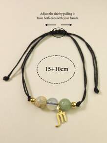 Zodiac Bracelet Women Men Crystal Stone Beaded Bangles Handmade Weave Braid Gift Ideas Aries Taurus Gemini Cancer Leo Virgo Libra Scorpio Sagittarius Capricorn Aquarius Pisces For Brother Sister