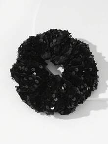 1pc Large Black Hair Scrunchie With Vintage Red Sequins, Hair Tie And Hair Accessories For High-End Feel Scrunchies Scrunchy Hair Ties Ponytail Head Accessories Elastic Band Hair Rubber Bands - 1 Item - View 14
