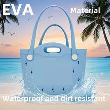 Beach Bag Fashion EVA Waterproof Rubber Picnic Storage Basket Travel Shopping Handbag Women Shoulder Solid Color Tote Bag - Pink - View 10