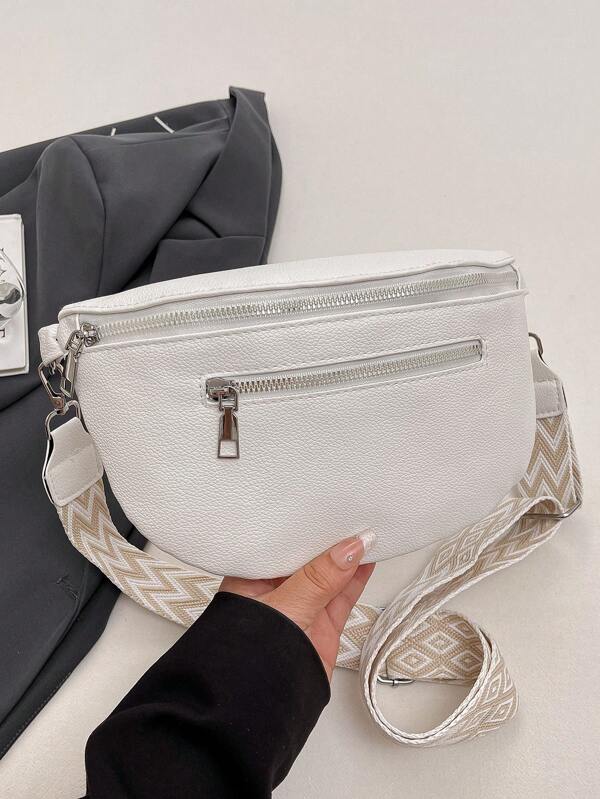 Damen Taillentasche aus einfarbigem PU-Leder, Retro Mode Brusttasche, Unterarmtasche, lässige Umhängetasche, vielseitiger minimalistischer Brustbeutel, Frühling/Sommer Neuheit