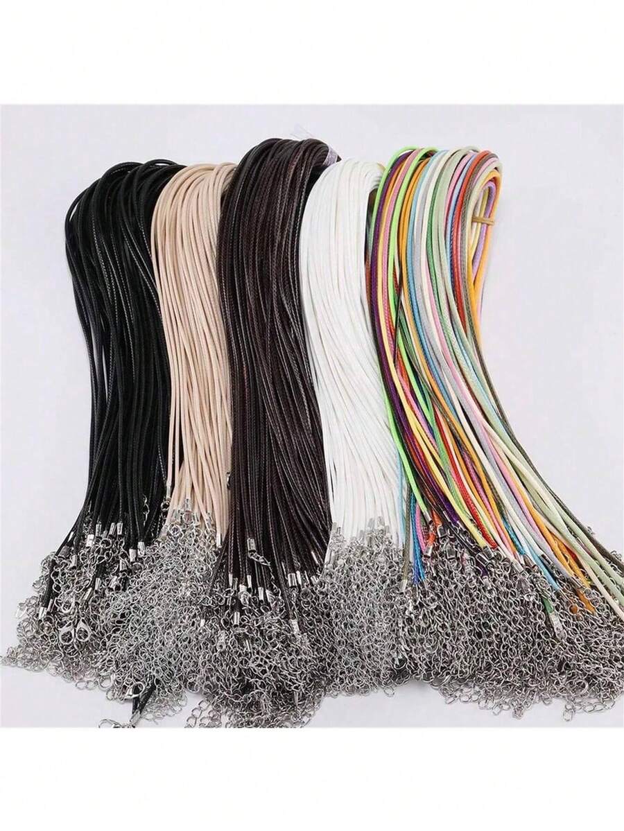100 pièces Cordons  de 1,5/2 mm de diamètre avec fermoirs, cordons tressés réglables convenant pour la création de bijoux, fournitures pour colliers et bracelets DIY