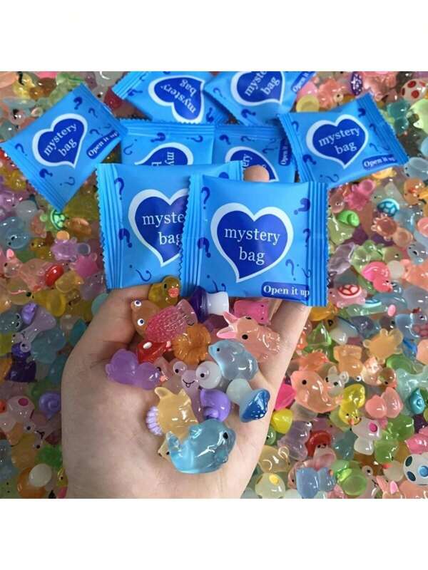 5/10/15/20/40pcs Surprise Random Glow In The Dark Mini Resin Mysterious Bag Fairy Garden Micro Landscape Decor, Suitable For Garden, Party, Micro Landscape, Aquarium, Dollhouse Decoration