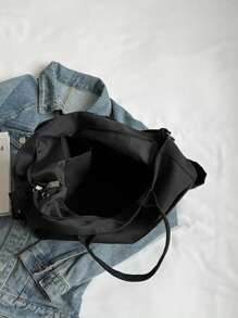 Borsa a tracolla nera da donna stile giapponese Ins, casual minimalista, grande capacità