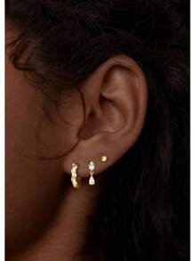 BERISO 14K Gold Hoop Earrings For Women - Hypoallergenic Small Huggie Hoops Cartilage Earrings Set Cute Cubic Zirconia Dangle Stud Earrings Jewelry Gifts