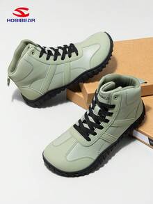 HOBIBEAR 1 Pair Unisex Waterproof Leather Sports Shoes, Soft Rubber Sole, Wide Fit, Comfortable, Suitable For Men And Women, Mid-Top, Green