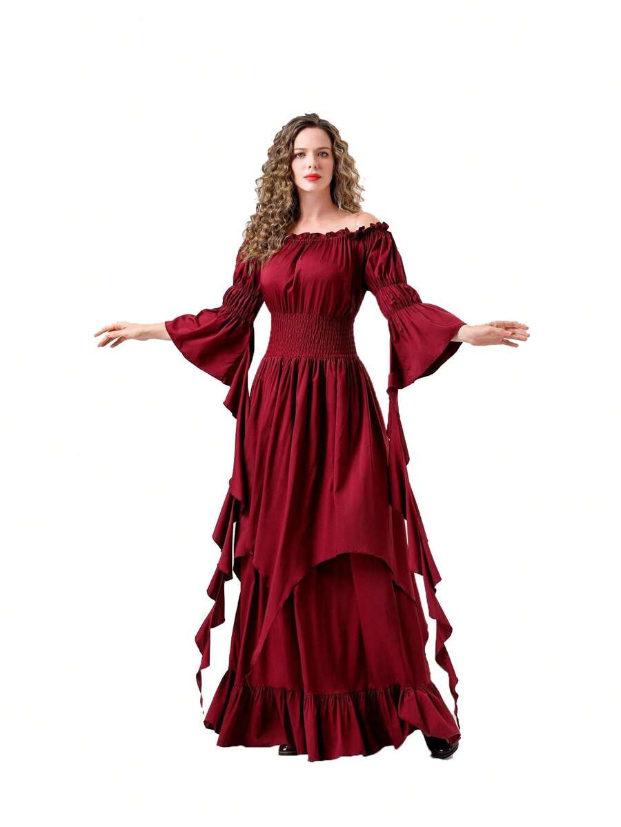 Viktorianisches Ballkleid im Retro-Regent-Stil für Halloween-Party, hochtailliges Ballkleid mit Bubikragen und Ballonärmeln aus der Viktorianischen Ära