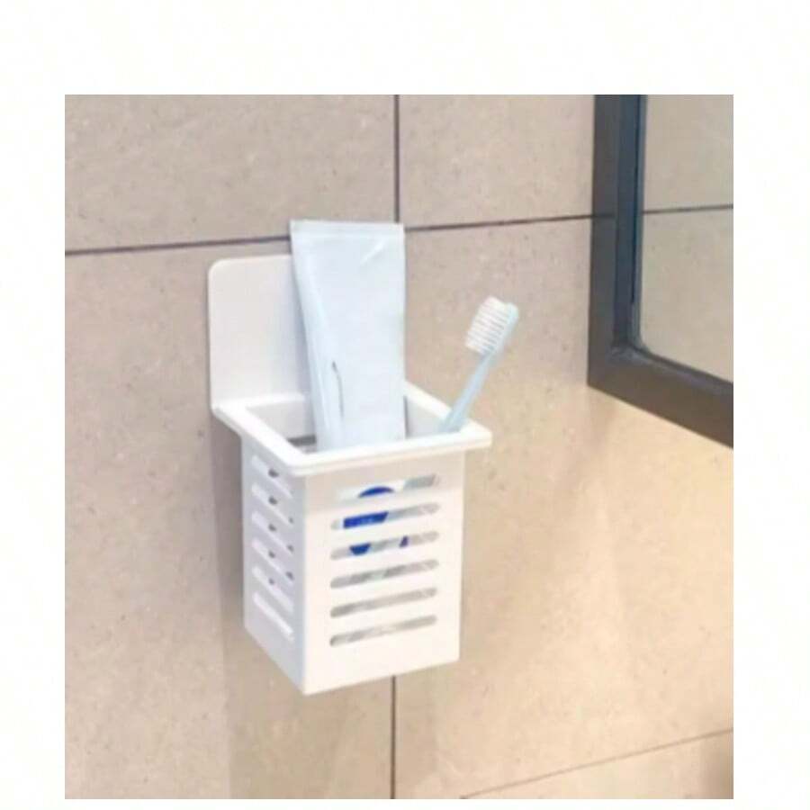 Wall Mounted Toothpaste Holder Drain Rack Self-Adhesive Toothpaste Toothbrush Storage Rack Bathroom Daily Necessities Organizer