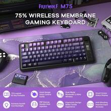 LexonTech Teclado inalámbrico para juegos ZIYOU LANG M75, con retroiluminación RGB, batería recargable de 2000mAh, teclado pequeño con membrana, pantalla inteligente y perilla, teclas degradadas de PBT para PC - Multicolor - Ver 2