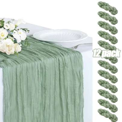 12pcs Table Runners, Coarse Cotton Bali Yarn Table Runners, Romantic Yarn Table Runners, Suitable For Wedding Parties, Birthdays, Bohemian Style Table Decorations, Autumn Decorations