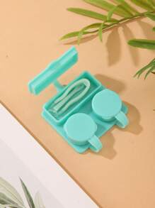 XIANG YU 新款可爱卡通隐形眼镜盒，便携式防漏紧凑型镜头伴侣盒，双隔层，非常适合旅行和家庭使用时浸泡和存放隐形眼镜。 - 簡約純色 - 查看 8